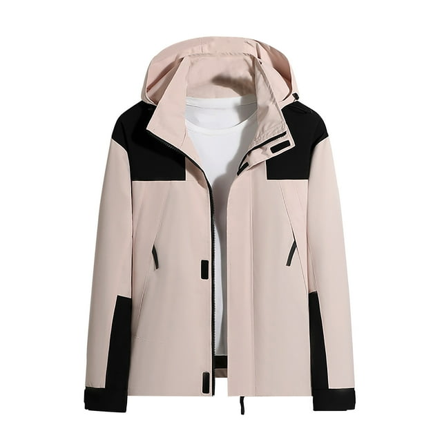 LSLJS Mode Femmes Veste Confortable Décontractée à Blocs de Couleur avec Cordon de Serrage Poche Manches Longues à Capuche Veste Décontractée (Rose, TG)