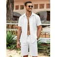 thumbnail image 4 of COOFANDY Men's Cuban Guayabera Shirt Summer Beach Vacation Shirt Casual Short Sleeve Button Down Resort Wear, 4 of 5