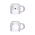 thumbnail image 1 of GUOOL 2PCS 280ml Cat-shaped Double Wall Glass Drinking Mugs Cappuccino Coffee Cup, 1 of 9