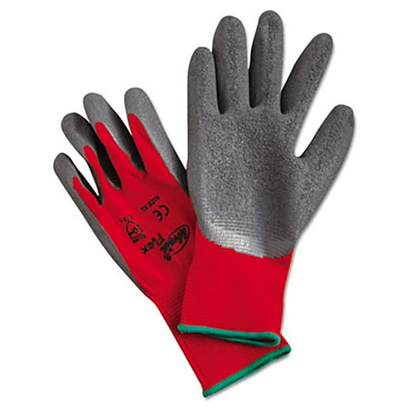 Memphis Gloves N9680XL Ninja Flex Latex-Coated-Palm Gloves, Nylon Shell, X-Large, Red/Gray