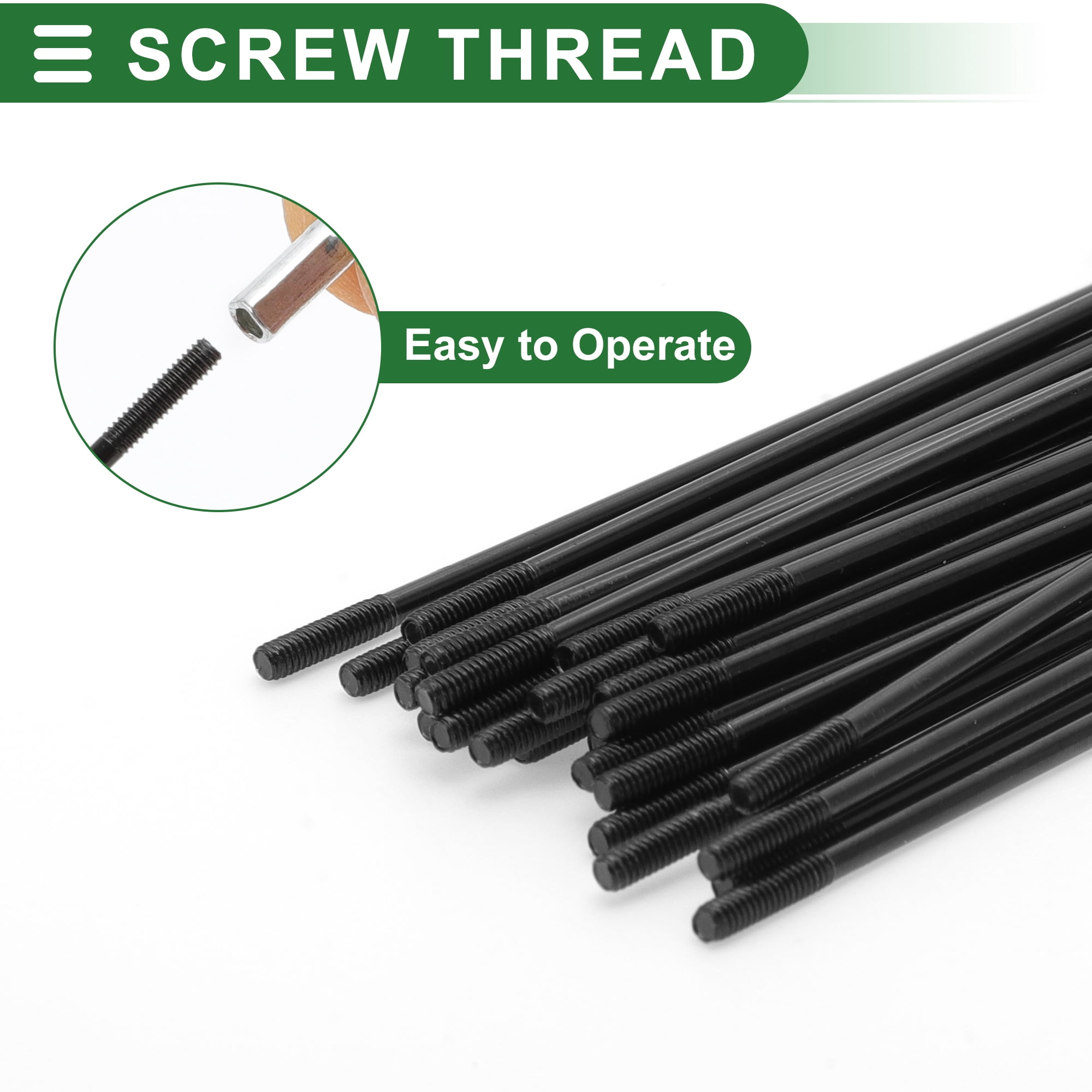 Unique Bargains 36Pcs Universal Bike Wheel Spokes 14G Carbon Steel Black 7.05"
