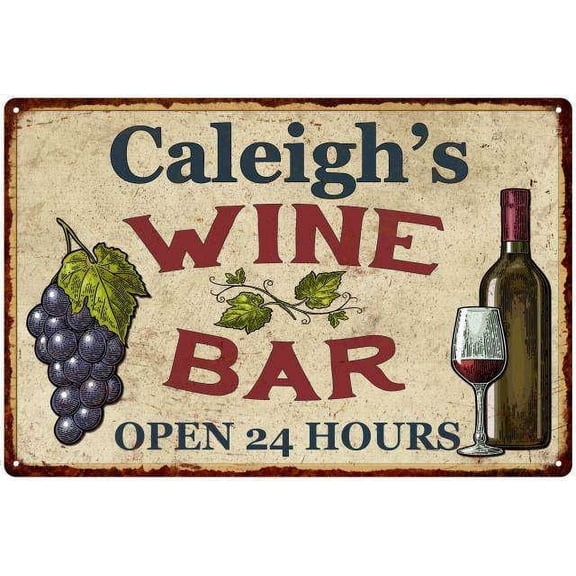 Caleigh's Rustic Wine Bar Sign Wall Décor Kitchen Gift 8 x 12 Matte Finish Metal 108120056839
