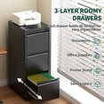 thumbnail image 5 of IKIMI 3 Drawer Vertical File Cabinet with Lock, Metal Office Storage Cabinet for A4/Letter/Legal Size, Black, 5 of 7