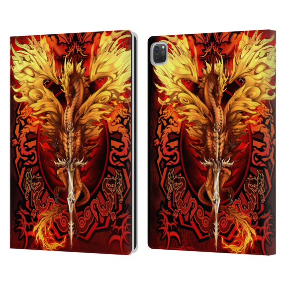 Head Case Designs Officially Licensed Ruth Thompson Dragons Flameblade Leather Book Wallet Case Cover Compatible with Apple iPad Pro 12.9 (2020 / 2021)