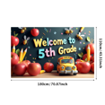 thumbnail image 3 of Cute Cartoon Style Welcome to 5 Grade Banner with Bees Apples and School Bus Background Party Decorations Backdrop for Classroom Entrance First Day of School Photo Booth Props School Events, 3 of 4