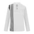 thumbnail image 3 of Wyobmus Men's Shirts Casual Short Sleeve Button Down Shirts Striped Crochet Classic Collared Shirts B-White, 3 of 8
