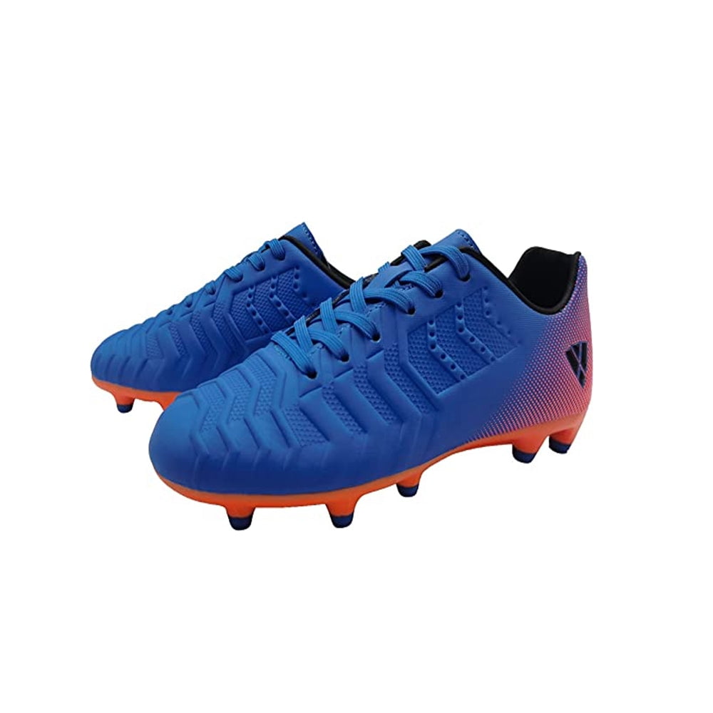 Vizari Kids Laguna Junior Firm Ground Outdoor Soccer Cleats/Shoes | for Boys and Girls - Royal Blue / Orange