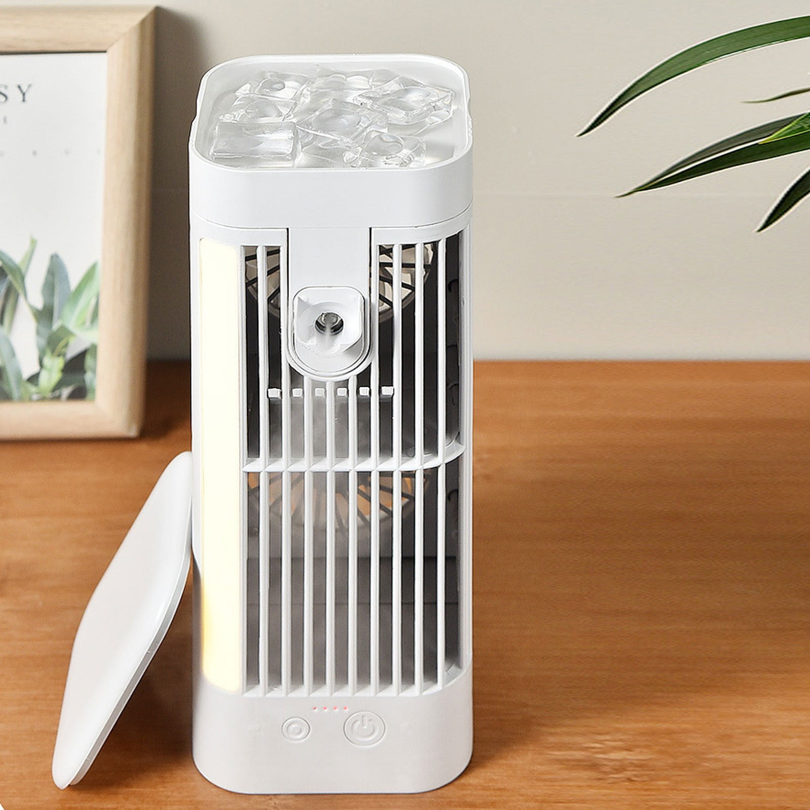 Portable Misting Fan,Household Small Size Spray Refrigeration Air Conditioner,Desktop Air Cooler Misting Fan with Light and Hook,Suitable for Home,Dormitory and Office