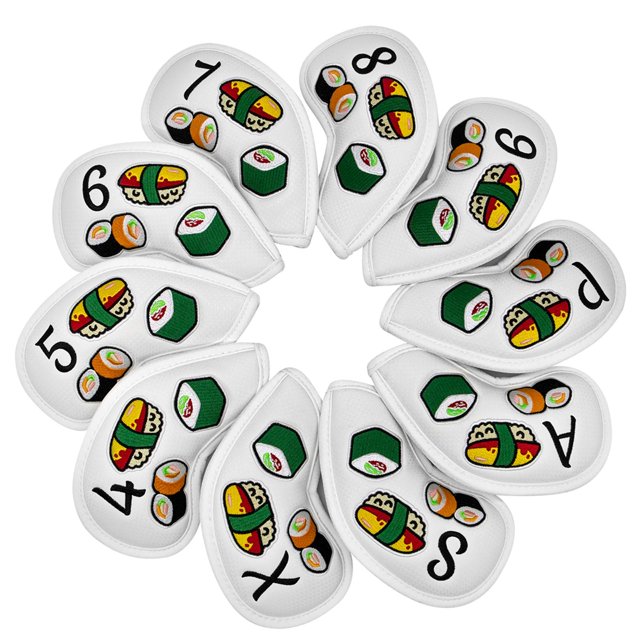 Juego de 10 Piezas de Cubiertas de Cabeza de Hierro de Golf Macarena PU con Patrón de Sushi
