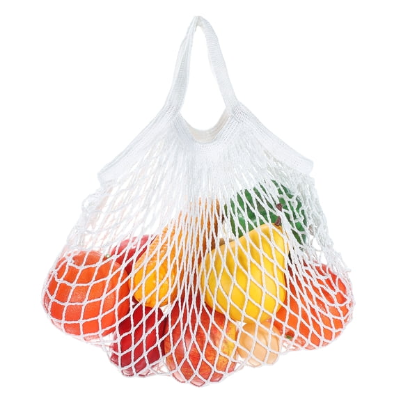 Uxcell Reusable Mesh Produce Storage Bags Washable Net Portable Fruit Vegetable Bag with Short Handle for Grocery, White