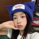 thumbnail image 4 of Loverboy-gorro de lana con capucha para mujer, gorro de punto con orejas de gato, doble capa, cálido, Hip-hop, personalidad, frío, 2022, 4 of 4