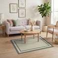 thumbnail image 3 of ODIKA Tan Striped Border Farmhouse Bold Banded Frame Ticking Ivory Flowing Dynamic for Playroom, Bedroom, Reading Nook, Pet Friendly & Kids Safe Play, 3 of 7