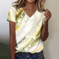 thumbnail image 2 of V-neck Casual Printed Summer T-shirt for Women 2025 Short Sleeve Baggy Pullover Tops Comfy Flowy Resort Outfits, 2 of 5