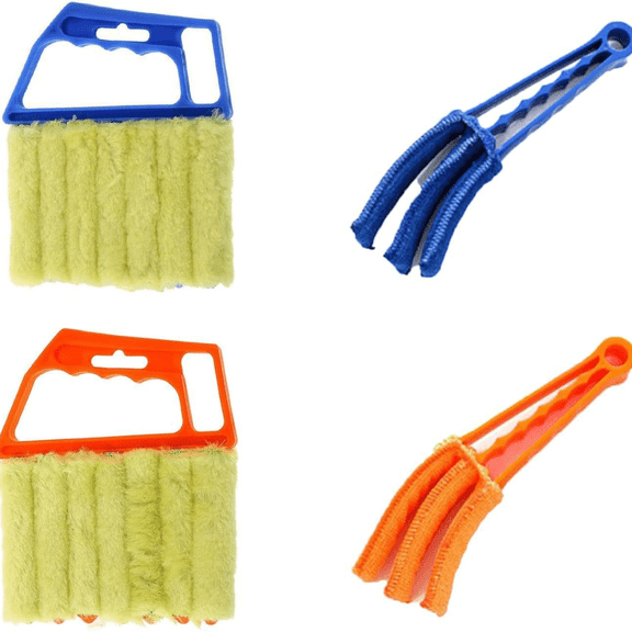 4 Pcs Blind Cleaners Duster Tool, Window Venetian Duster with 7 Finger Microfiber Sleeves, 3-Prong Air Conditioner Cleaner for Shutters, Vents and Slats, Handheld Dusting Cleaner Tools for Home Car
