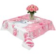 thumbnail image 2 of Pink Snowman Christmas Table Cloth Waterproof Tablecloths, Xmas Balls Snowflake Tablecloth Dining Table Cover for Kitchen Party Tabletop Outdoor, Square Tablecloth 54x54 Inch, 2 of 9
