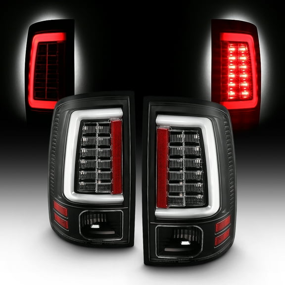 AKKON - Fits 2013-2018 Ram 1500 2500 3500 Pickup Lumiled LED Type [C-Tube Bar] Black Tail lights Replacement Pair Left   Right