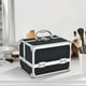thumbnail image 1 of Caja de tren de maquillaje, caja de cosméticos de belleza con espejo, caja de almacenamiento de cosméticos de aleación de aluminio, organizador de Negro, 1 of 10