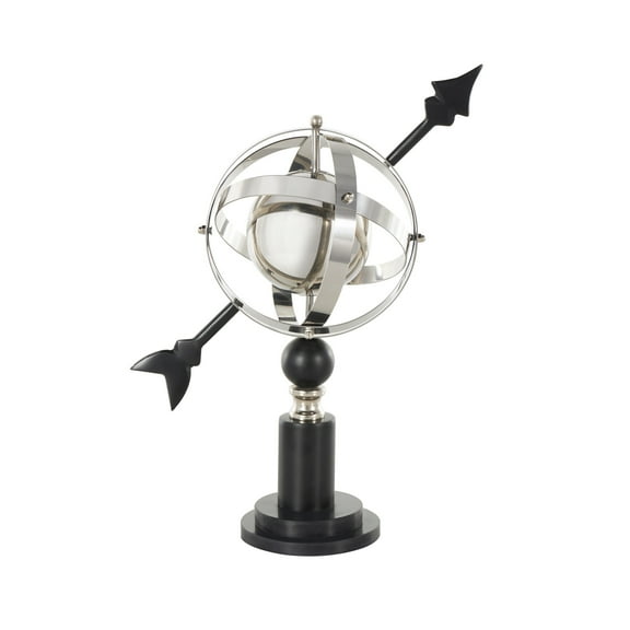 DecMode 12" Black Armillary Globe with Black Round Base