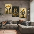 thumbnail image 4 of FCCUYE Canvas Wall Art Painting African Woman Pictures Modern Gold Black Woman Holding Gold Jewelry Posters Prints Artwork Home Decor for Living Room Bedroom Office d - 12"x16"x3pcs, 4 of 7
