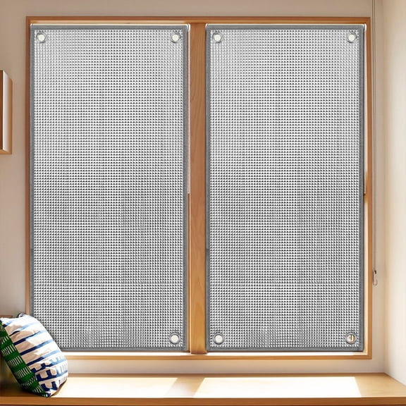 Window Heat Blocker, Blackout Aluminum Foil Window Film with Suction Cups Reusable Thermal Window Insulation Cover for Summer Heat Sun Blocking Privacy Shade for Home Sun Room (11.81x39.37in)