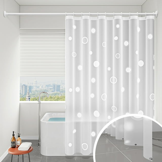 Sentmoon Doublure de Rideau de Douche Transparente le Rideau de Douche en Matériau EVA A du Poids au Bas le Rideau de Douche Est Imperméable et Ne Nécessite Pas de Perçage Il Est Équipé de Crochets Blanc