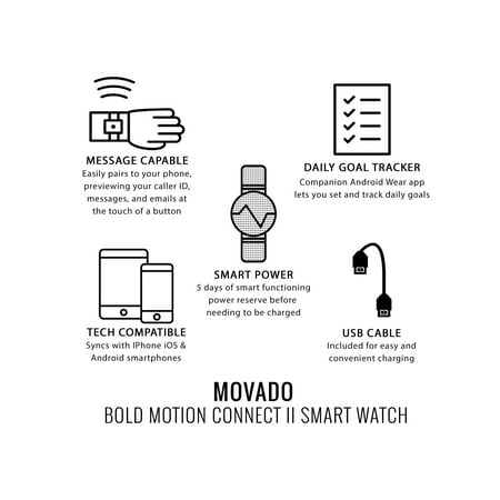 Movado Bold Motion Connect Ii Smart Watch Black Silver Black
