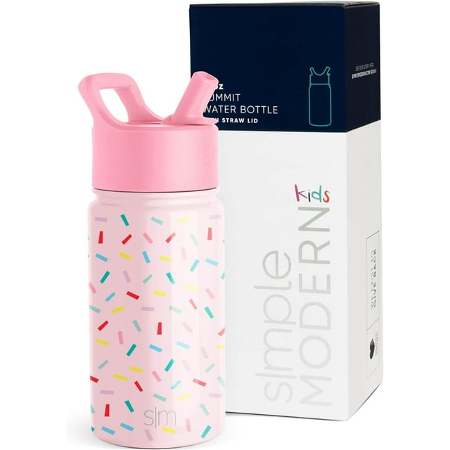 Botella de agua Simple Modern Summit Kids con tapa de pajita aislante