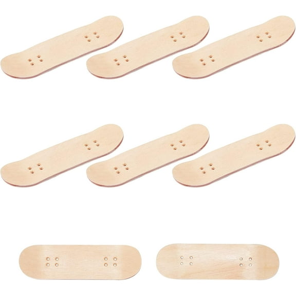 8Pcs Mini Skateboard Tiny Maple Wooden Fingerboard Finger Skateboards Accessories with Plastic Box Reduce Pressure Gifts Party Favors(Wood Color 3.9 x 1.8inch)