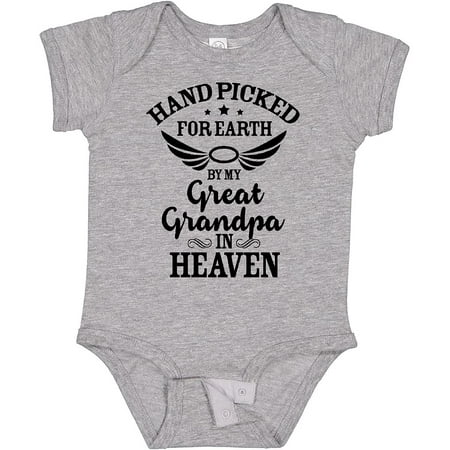 

inktastic Handpicked for Earth By My Great Grandpa in Heaven Baby Bodysuit Newborn 0060 Heather Grey 37293