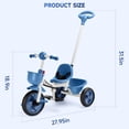 thumbnail image 4 of Tricycle for Toddlers 1-3 Year Olds, Push Trike Toys with Pushrod, Toddler Balance Bike with Basket for 12 monthis+ Boys & Girls, Birthday Gifts for Kids, 4 of 12