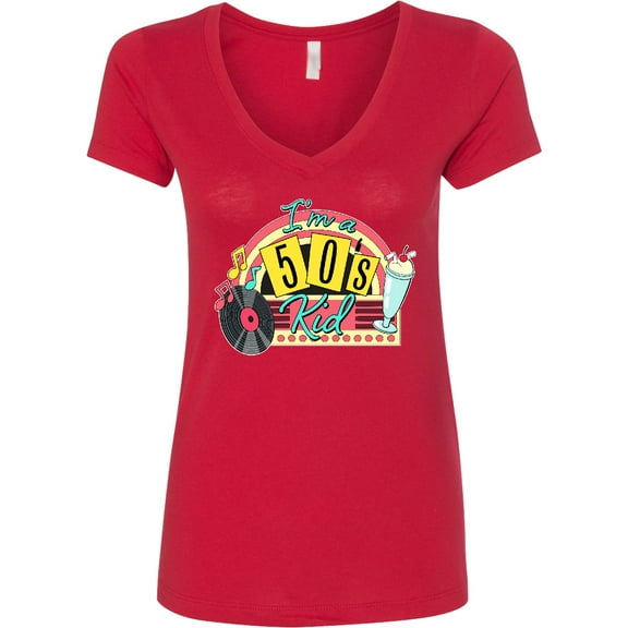 Inktastic I'm a 50's Kid 1950's Style Birthday Jukebox Women's V-Neck T-Shirt