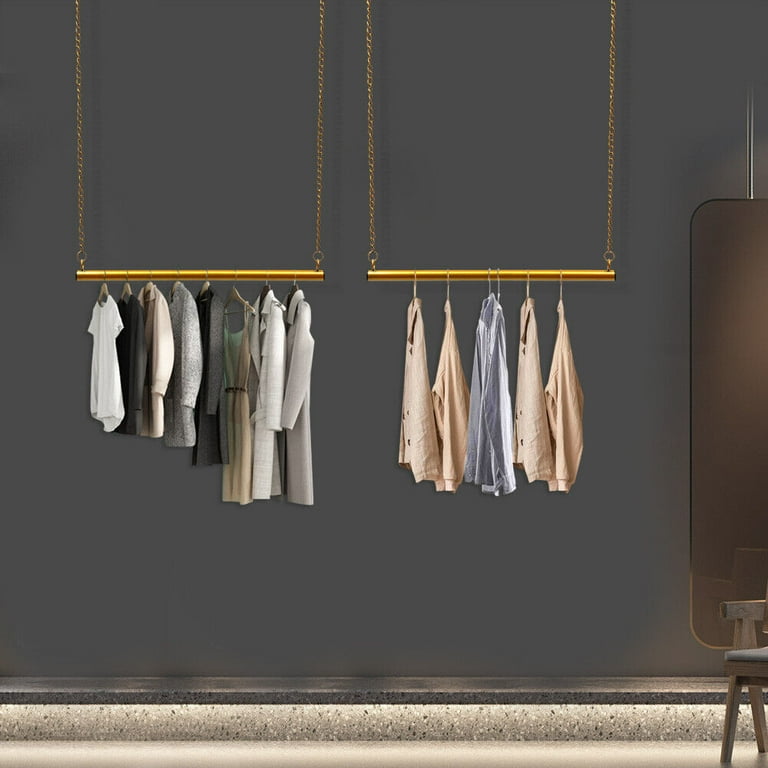 2Pcs Ceiling mounted Hanging Dryer Clothes Rack Garment Rod Chain