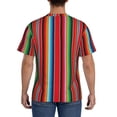 thumbnail image 3 of Bixox Men's Mexican Serape Blanket Stripes Printed Short Sleeve Skinny Athletic T-Shirt, 3 of 6