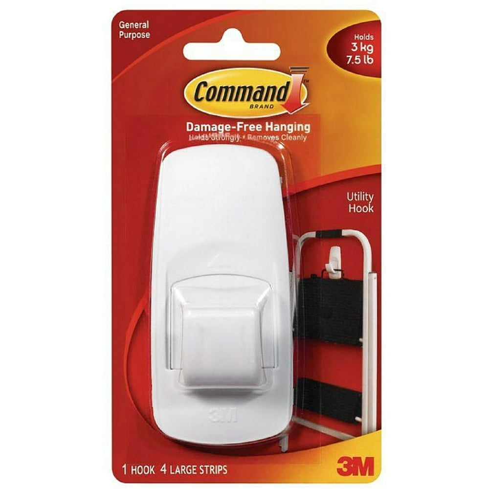 Command Jumbo Plastic Hook with Adhesive Strips 1 ea (Pack of 4