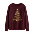 thumbnail image 3 of TWZH Women Christmas Golden Tree Musical Note Print Round Neck Sweatshirt Top, 3 of 6