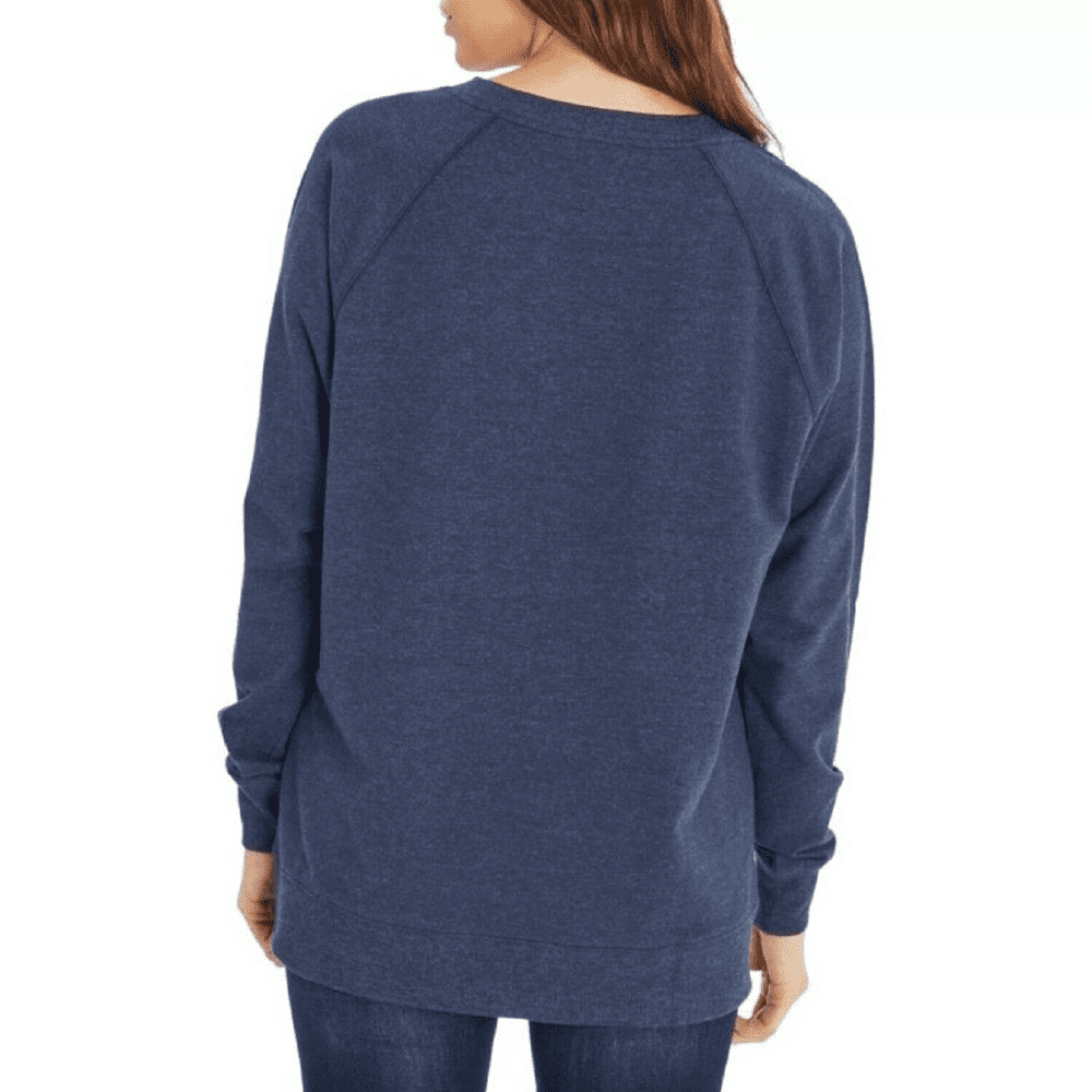 Wildfox Women s Crew Neck Lightweight Comfy Various Statements Sweatshirt Navy Good Vibes S