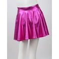 thumbnail image 5 of JanJean Girls Metallic Skater Skirt Athletic Shiny Holographic Flared Pleated Dance A-Line Mini Skort Rose 12, 5 of 7