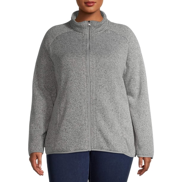 Time and Tru Women's Plus Size Sweater Fleece Full Zip Jacket