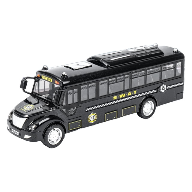Milaget Bus Toy 1/12 Scale Educational Creative Bus Model for Party Birthday Parties Black