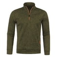 thumbnail image 4 of Havenx Men's Quarter Zip Sweater Long Sleeve Knitted Sweatshirts 1/4 Zipper Mock Neck Sweater Stand Collar Casual Active Fit Warm Running Outdoor Knitwear,Deep Green 4XL, 4 of 5