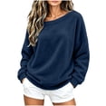 thumbnail image 2 of AKOEE Fuzzy Sweatshirts Off The Shoulder Pullover Long Sleeve Tops for Women Casual Loose Plush Sweaters (2XL, Navy), 2 of 8