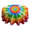 thumbnail image 4 of Rainbow Tie Dye Sunburst Round Tablecloth 60"x60",Wrinkle Wipeable Table Cloth for Kitchen Dining Room Picnic Patio Party, 4 of 6