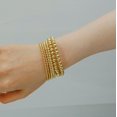 thumbnail image 5 of Gold Plated Beaded Bracelet For Women Set 14K Gold Plated Bead Stretch Bracelet Stack Trendy Gold Jewelry For Women, 5 of 6