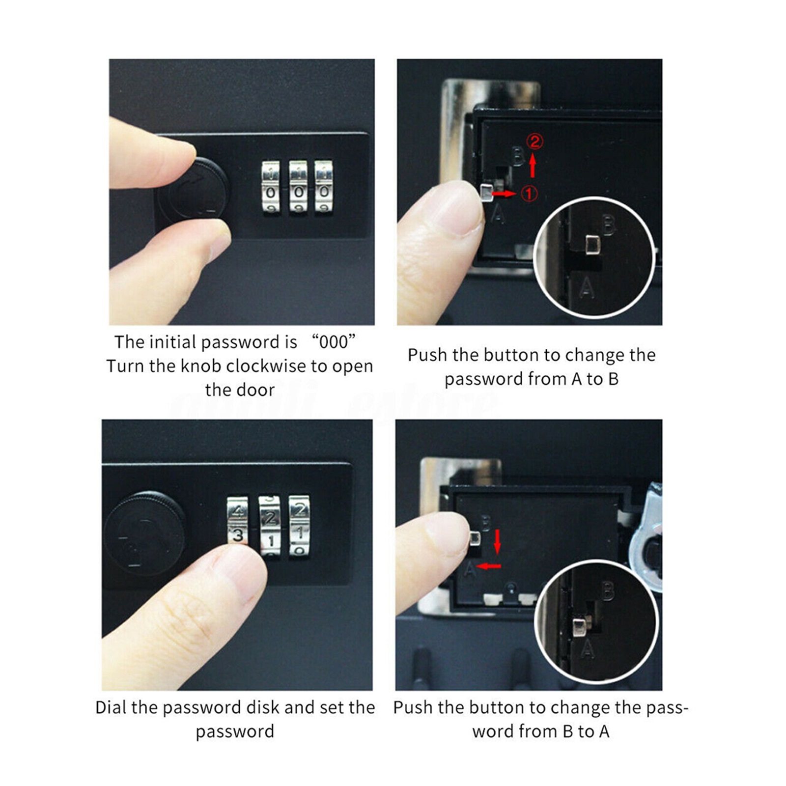 Combination Lock Storage Cabinet Key Safe Box Lockable Office Indoor Outdoor Metal Car Password Wall Mounted Home Organizer ,Portable Security Chest