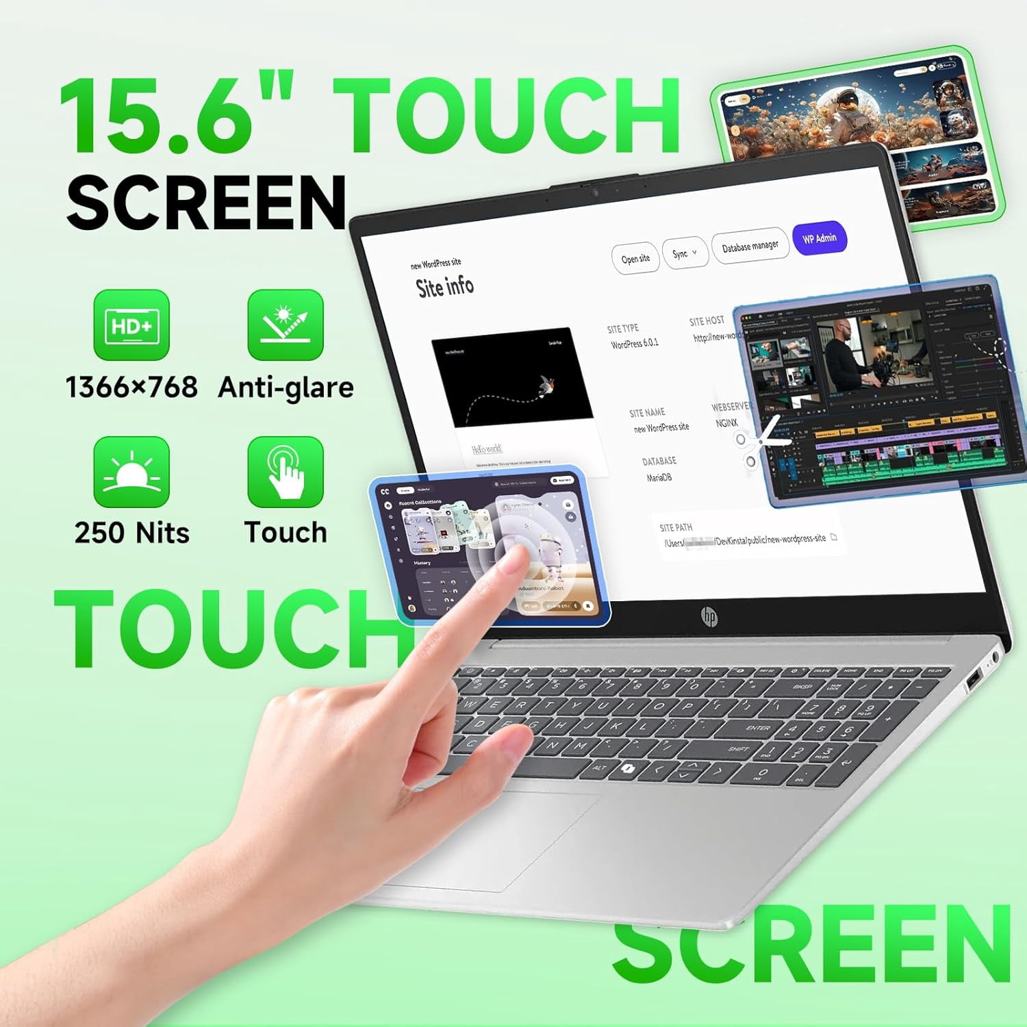 HP 15.6" Touchscreen Laptop Computer, Intel 13th Gen 6-Cores i3, 8GB RAM, 256GB SSD, Ai Copilot, Wi-Fi 6, Windows 11 Pro, w/Accessories