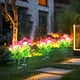thumbnail image 2 of Lámpara solar jardín decoración exterior iluminación automática 7 cabezales loto nieve, luz solar, jardín, terraza, 8 horas luz, resistente al agua, metal, base de madera, para jardín, 2 of 2
