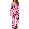 thumbnail image 4 of Womens Valentines Pajamas Sets Trendy Heart Pattern Long Sleeve Sleepwear Button Down Long Pants Loungewear Soft 2 Piece Pj Set, 4 of 8