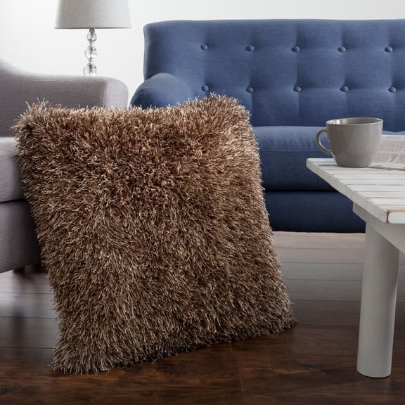 Oversized Floor or Throw Pillow Square Luxury Plush? Shag Faux Fur Glam Décor Cushion by Somerset Home (Beige)