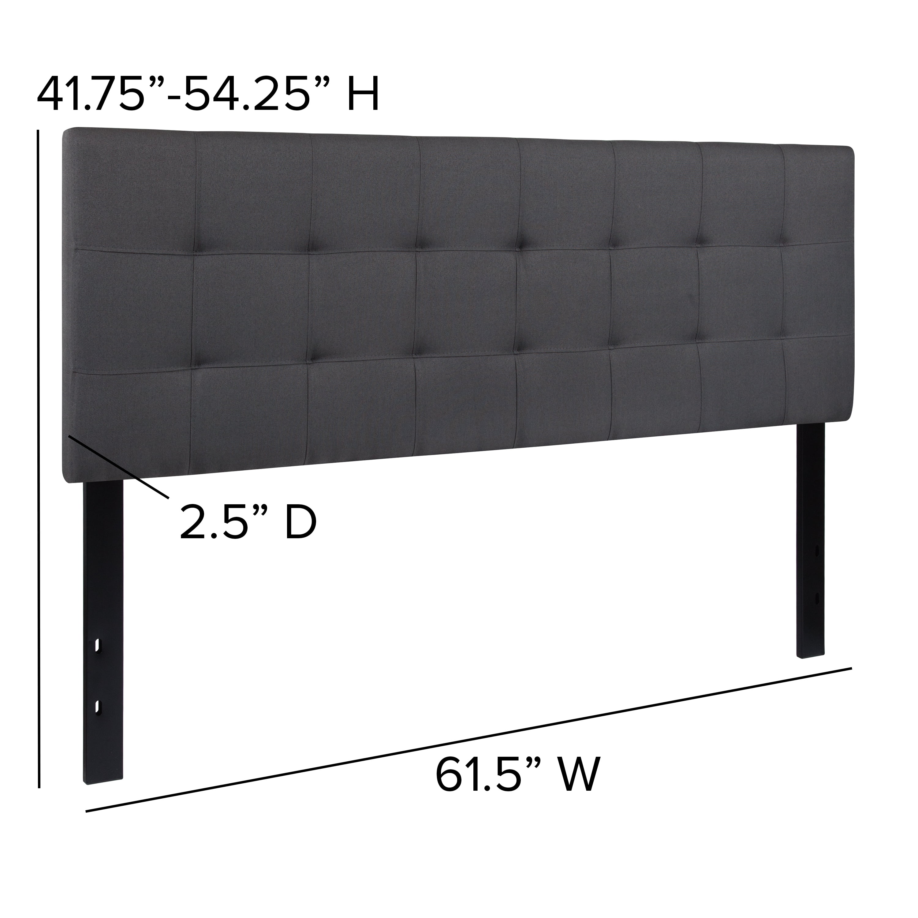 Flash Furniture Bedford Tufted Upholstered Queen Size Headboard in Dark Gray Fabric
