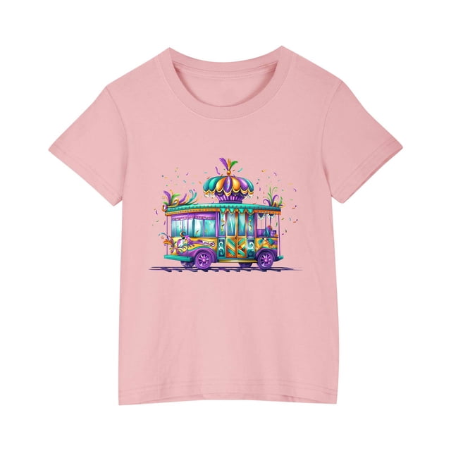 RXIRUCGD 2025 Vêtements d'Été pour Enfants T-shirt Imprimé Mode Mignon Col Rond Manches Courtes